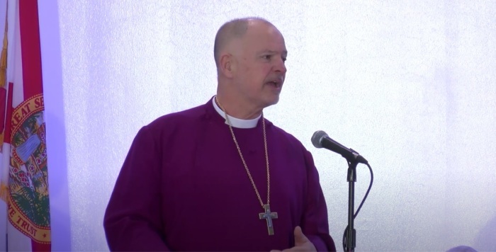 The Rev. John Howard, former bishop of The Episcopal Diocese of Florida, giving an address in 2020. 
