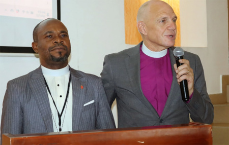 United Methodist Church in Nigeria Bishop Ande Emmanuel (left), was elected as the Bishop of the West Africa Central Conference in December 2024 taking over from acting Bishop John Schol in December 2024. 