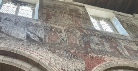 The rare medieval wall paintings in St Peter and St Paul's Church in Pickering