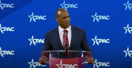 Pastor Scott Turner, secretary of the United States Department of Housing and Urban Development, speaks at the Conservative Political Action Conference on Feb. 21, 2025, in National Harbor, Maryland. 