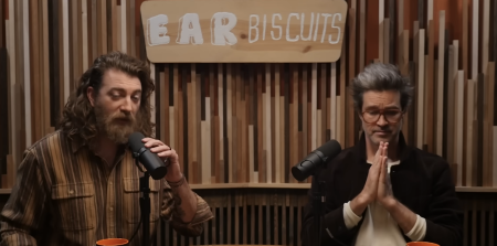 Rhett and Link appear on their "Ear Biscuits" podcast.
