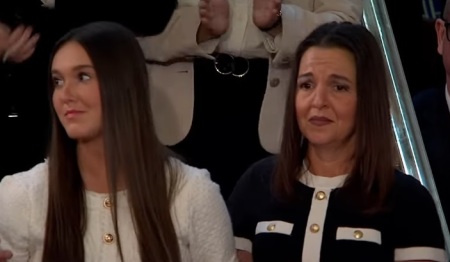 Laken Riley's sister and mother, Lauren and Allyson Phillips, attend President Donald Trump's address to a joint session of U.S. Congress on March 4, 2025, in Washington, D.C. 