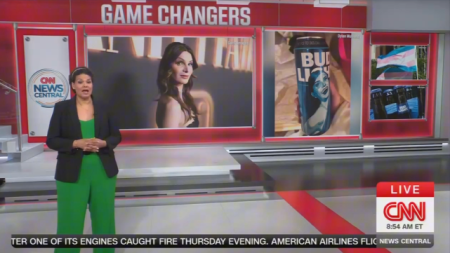 CNN's Sara Sidner (L) speaks about Dylan Mulvaney (R) on an episode of 