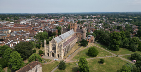St Albans cathedral in St. Albans, England.