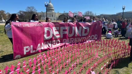 Students for Life and other pro-life groups gathered on Capitol Hill in Washington on March 27, 2025, to call for an end to federal government funding of all abortion vendors. 