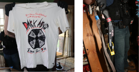 Photographs taken by detectives during the search of Hale’s residence, including a handmade t-shirt found in Hale’s closet similar in appearance to the one she wore during the attack.