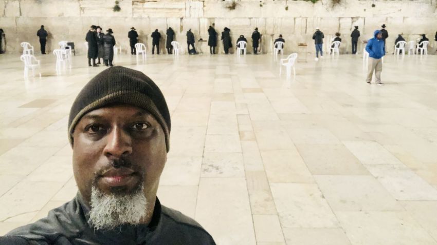 Pastor Dumisani Washington, founder and CEO of the Institute for Black Solidarity with Israel, stands near The Western Wall in Jerusalem.
