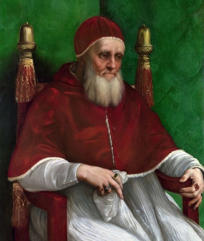 Pope Julius II (1443-1513), the head of the Catholic Church known for commissioning the Sistine Chapel and for supporting various military efforts to empower the Papal States.