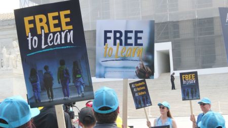 School choice advocates rallied outside the U.S. Supreme Court on April 30, 2025, as the justices heard oral arguments in "Oklahoma Statewide Charter School Board v. Drummond."