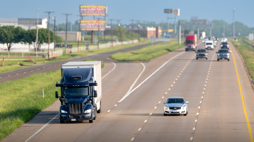 Aurora’s self-driving trucks on the road in Texas.