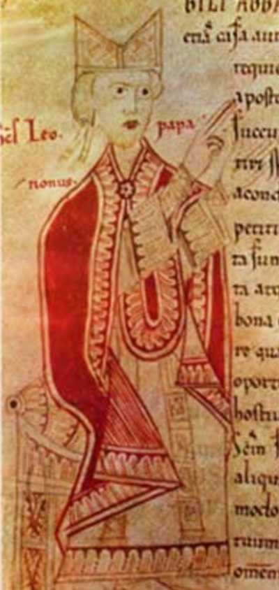 Pope Leo IX (1002-1054), the head of the Roman Catholic Church who helped to bring about the Great Schism of 1054.