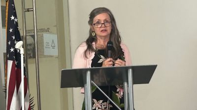 Lisa Thompson, vice president of research and education for the National Center on Sexual Exploitation, speaks during an event hosted by the organization in Washington, D.C., on May 13, 2025. 