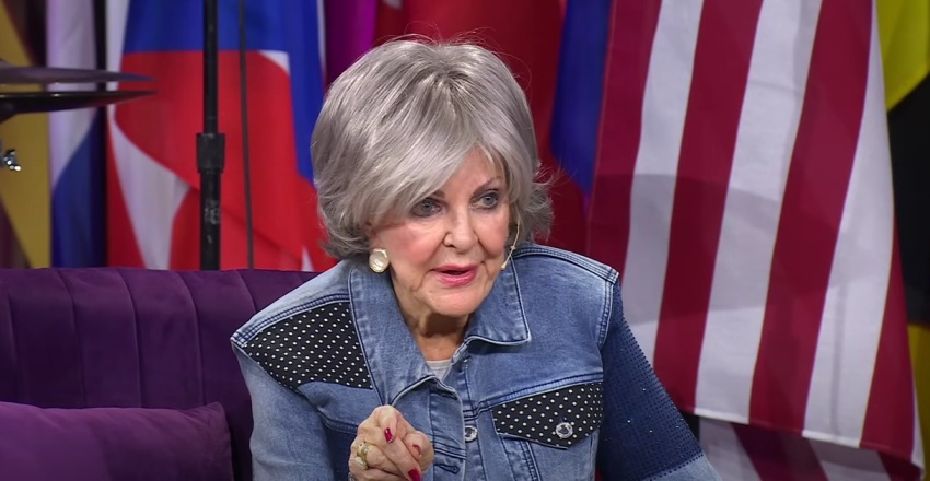 Kay Arthur (1933-2025), author, Bible teacher, and co-founder of Precept Ministries International, giving remarks at a 2023 event. 