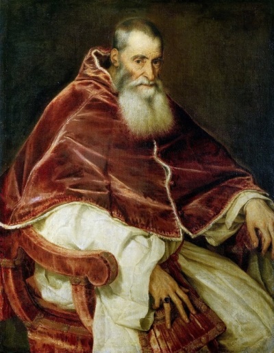 Pope Paul III (1468-1549), a reform-minded head of the Roman Catholic Church known for his support of the arts and for calling the Council of Trent. 