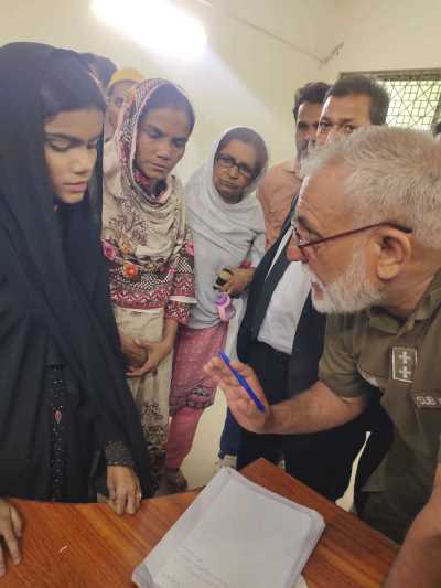 Jessica Iqbal (in black) at court in Lahore, Pakistan, on May 16, 2025.