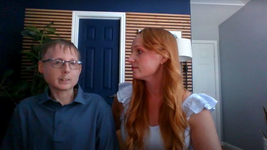 Erin Boeckman (R) with her brother Daniel Russell (L) appear in an interview published by KXAN on May 23, 2025. Boeckman helped her older brother, who uses a wheelchair and is a survivor of childhood leukemia, participate the annual CapTex Triathlon.