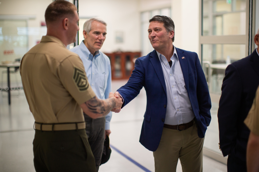 Representative Ronny Jackson, the U.S. representative for Texas’s 13th Congressional District, shakes hands in this file photo.