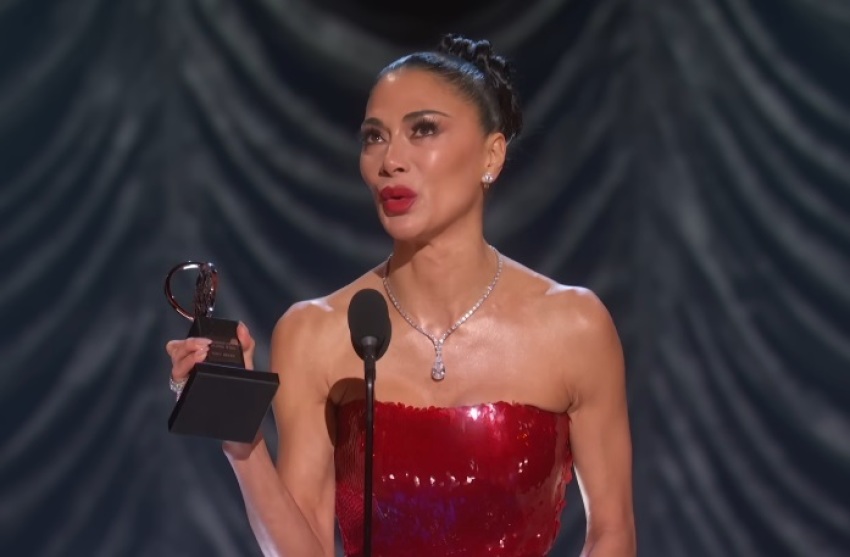 Singer Nicole Scherzinger accepts the Tony Award for Lead Actress in Musical, June 8, 2025. 