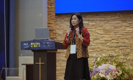 Vania Christian, co-facilitator of the Youth Empowerment Thrust, presents a vision for mobilize young Asians as disciple-makers during the Asia Evangelical Leadership Forum in Seoul, South Korea.