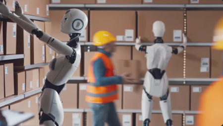 A screenshot of an informational video from Morgan Stanley on the intersection of AI and the physical economy. 