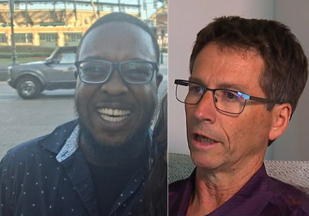 Deacon Richard Pryor (L) and Ron Amann (R) are members of CrossPointe Community Church in Wayne, Mich., who have been credited with stopping a man who attempted to carry out a mass shooting during the church's worship service on Sunday June 22, 2025.