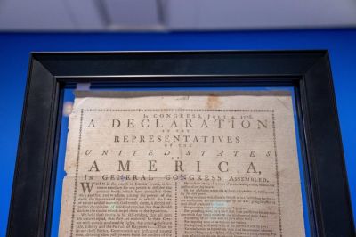 The US Declaration of Independence is on display at Sotheby's in New York on June 25, 2024. The document is expected to fetch between $2.5 million to $5 million. 