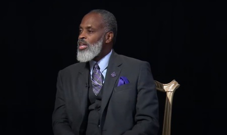 Staccato Powell, former bishop and president of the African Methodist Episcopal Zion Church, being interviewed by the Midpen Media Center in 2017. 