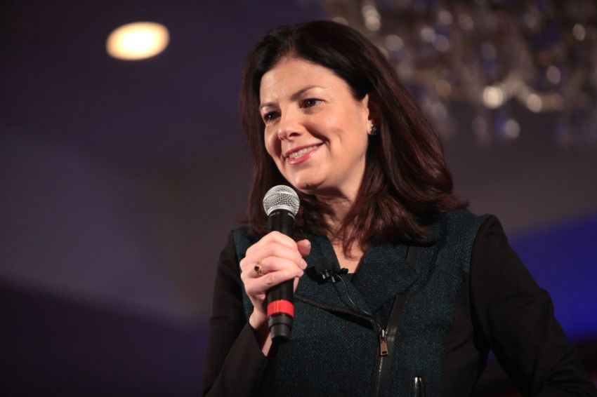 Then-U.S. Sen. Kelly Ayotte, R-N.H., speaks with attendees at the 2016 First in the Nation Town Hall hosted by the New Hampshire Republican Party in Nashua, New Hampshire.