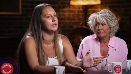 Grooming gang survivor Jade (L) appears alongside former detective-turned-whistleblower Maggie Oliver (R) on the "Triggernometry" podcast on July 27, 2025. 