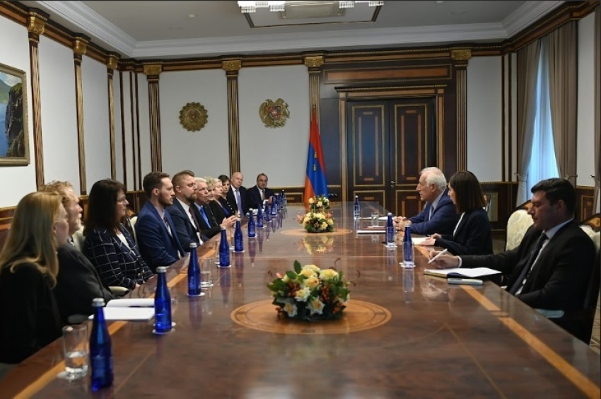 Armenian President Vahagn Khachaturyan meets with a group of Christian leaders and advocates on Aug. 1, 2025. 