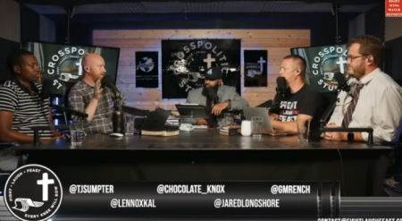 Pastor Toby Sumpter (second from left) during an episode of the "CrossPolitic" podcast.