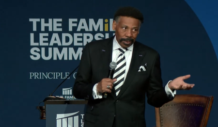 Pastor Tony Evans speaks at The Family Leadership Summit in Iowa on July 11, 2025.