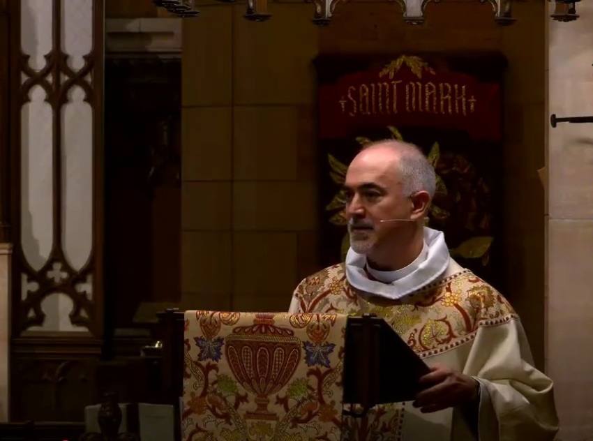The Rt. Rev Craig Loya, bishop of the Episcopal Church in Minnesota, delivers a sermon in April 2023. 