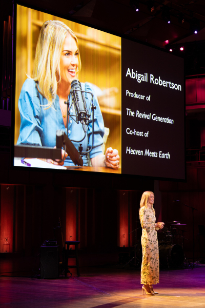 "The Revival Generation" producer Abigail Robertson speaks during the premiere of her film at The John F. Kennedy Center for the Performing Arts in Washington, D.C.