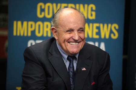 Former Mayor Rudy Giuliani speaks with the media at the 2019 Student Action Summit hosted by Turning Point USA at the Palm Beach County Convention Center in West Palm Beach, Florida, on Dec. 20, 2019.