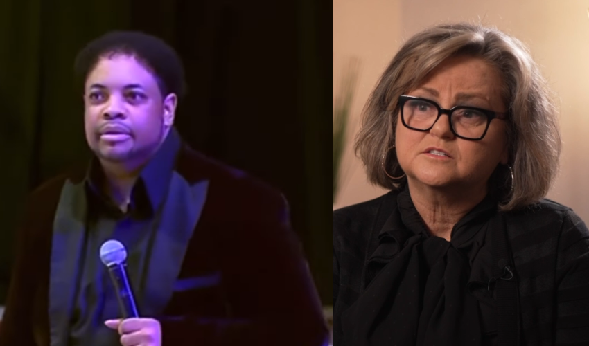 Grammy-nominated gospel artist, Vicki Yohe (R) and televangelist David E. Taylor (L).