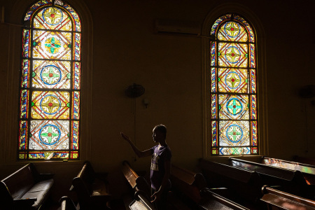 Rejoice, a member of the First United Methodist Church mass choir poses for a portrait in Monrovia, Liberia, on Oct. 12, 2023.