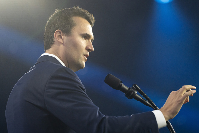 Turning Point USA executive director Charlie Kirk speaks during Turning Point USA's AmericaFest at the Phoenix Convention Center on Dec. 22, 2024, in Phoenix, Arizona. The annual four day conference geared toward energizing and connecting conservative youth hosts some of the country's leading conservative politicians and activists.