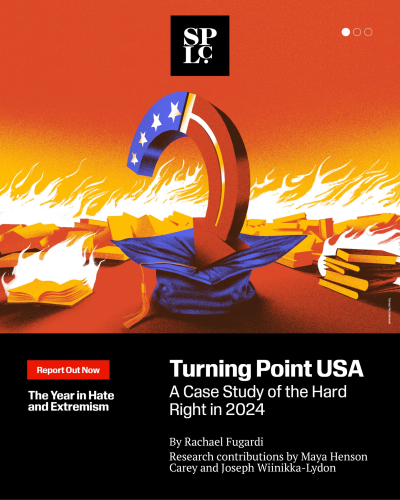 A screenshot of SPLC's 2024 report on Turning Point USA.