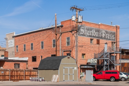 One of the many older brick buildings in downtown Sheridan, Wyoming.