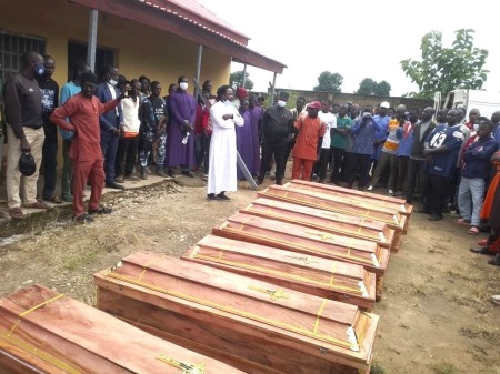 Funeral of Christians killed on Aug. 28, 2025, in Kauru County, Kaduna state, Nigeria. 