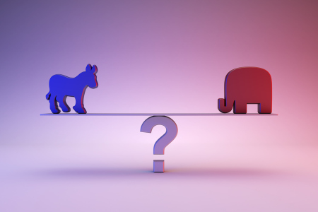 Symbols of the Republican and Democratic Party.