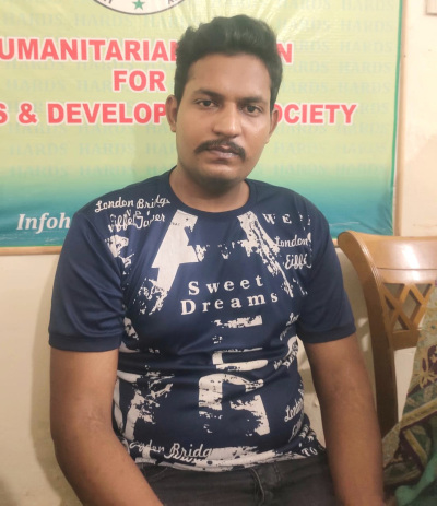 Maan Shaukat Masih, accused of blasphemy, pictured after his release on bail on Sept. 8, 2025.
