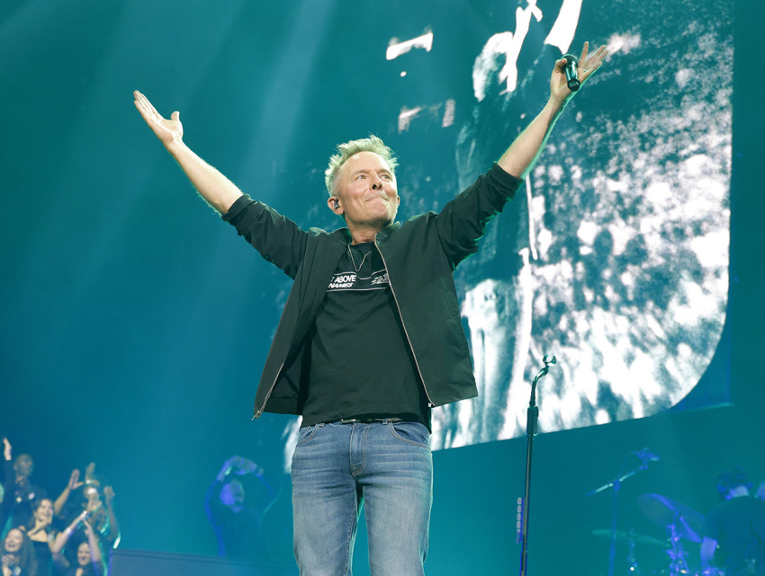 Chris Tomlin performs at Bridgestone Arena on April 18, 2025, in Nashville, Tennessee.