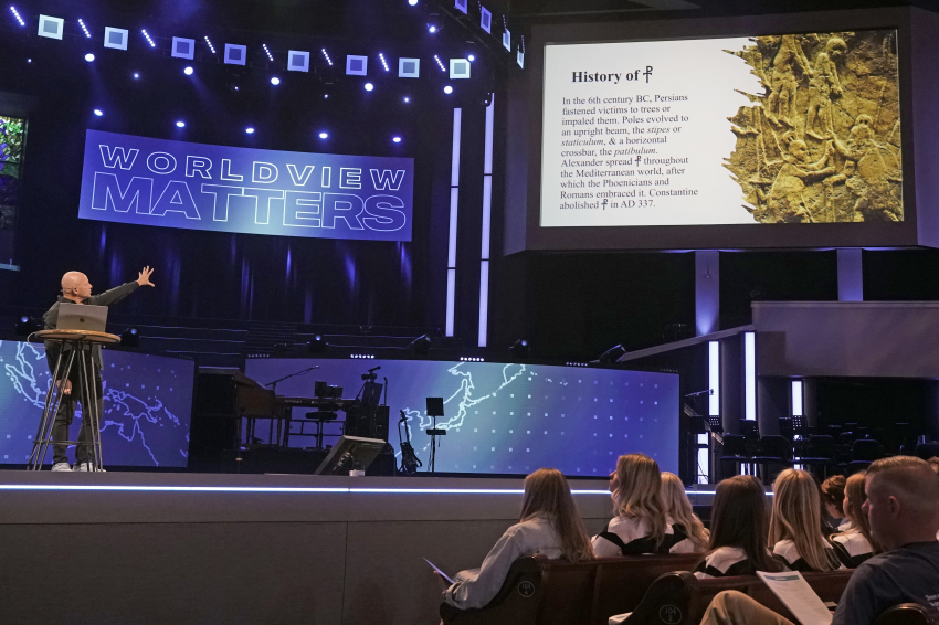 Dr. Scott Stripling delivers his presentation on the historicity of the crucifixion of Christ during Prestonwood's Biblical Worldview Conference in Plano, Texas.