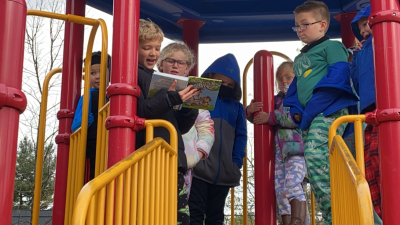 David, a second-grader from Tennessee, leads a Bible study for his classmates.