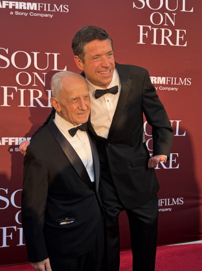 John O'Leary with Dr. Vatche Ayvazian, who saved his life as a child, at the premiere of