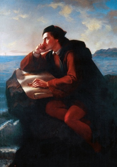 The 19th-century painting "Inspiration of Christopher Columbus," by José María Obregón.