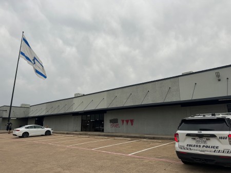 An undated photo of anti-Israel graffiti outside the entrance of Uncommon Church in the Dallas-Fort Worth area.