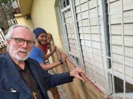 Pastor Bill Devlin helps residents of Jamaica clean up after Hurricane Melissa tore through the island nation, Oct. 29, 2025.